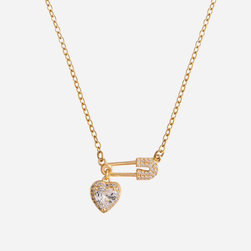 Molly Jewelry Petite Heart Pin Necklace (Gold)