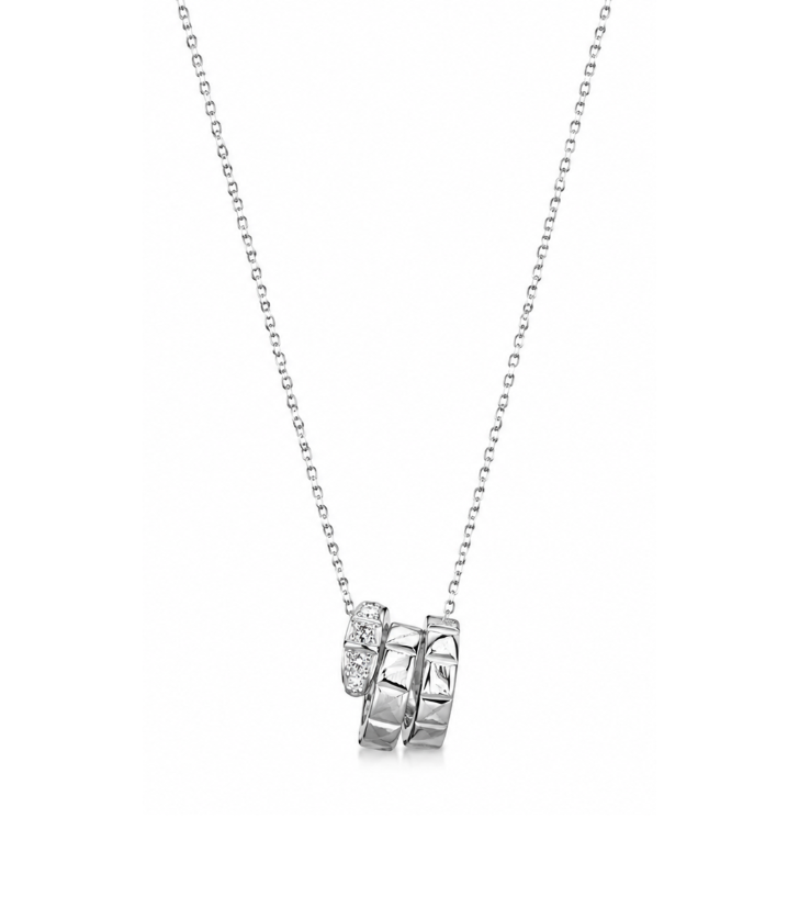 Molly Jewelry-Silver Interlocking Ring Pendant Necklace