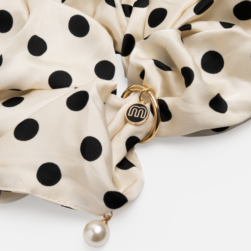 Silk Eclipse Scrunchie-White Dots