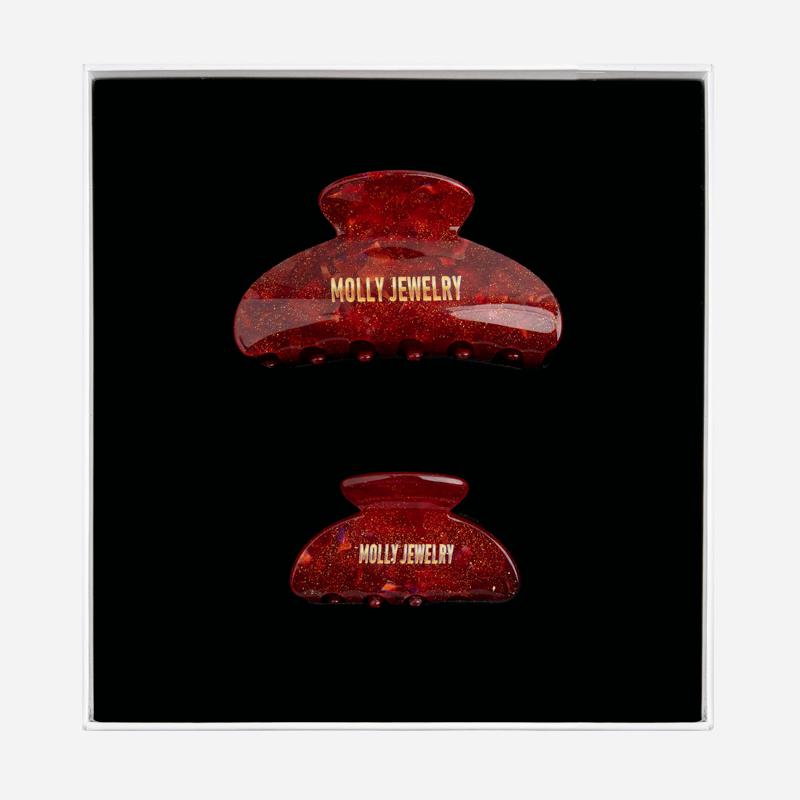 Molly Jewelry-Mini classic de hair claw clip Set-Ruby