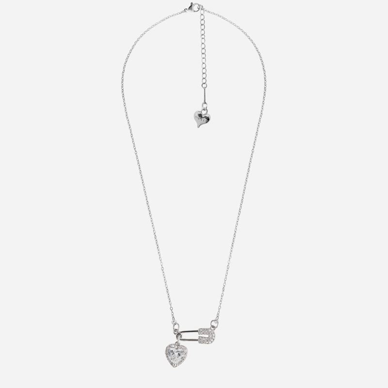 Molly Jewelry Petite Heart Pin Necklace (Silver)